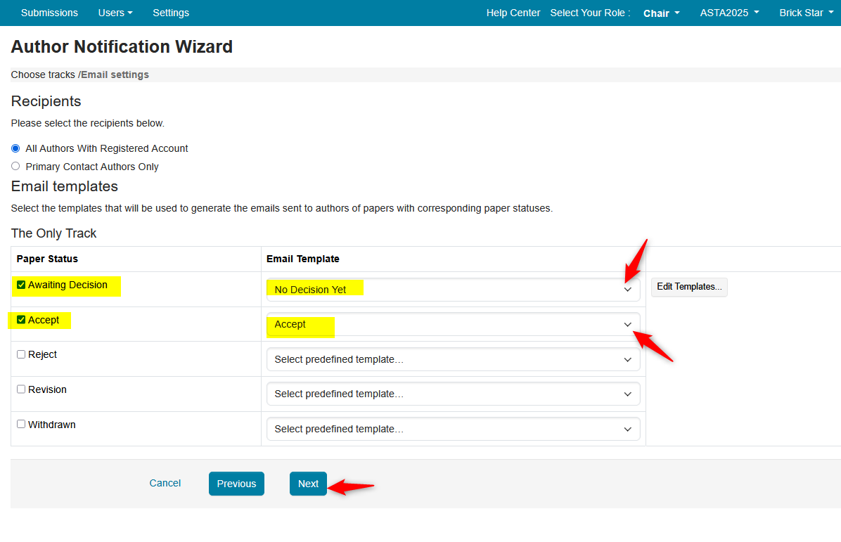 Author Notification Wizard