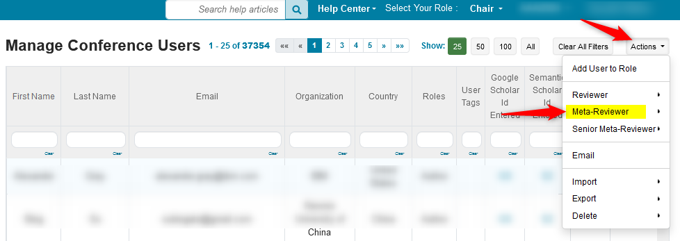 Reviewer Conference CHAIR HOW-TO: Manage Conference Users Page | Microsoft Conference ...