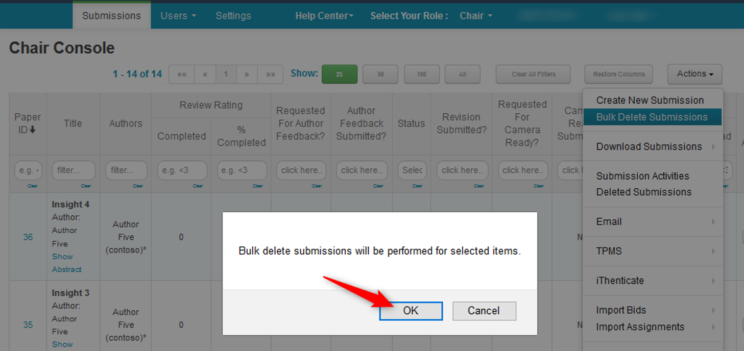 Manage Submissions