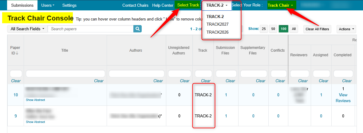 Manage Tracks