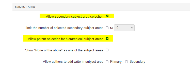 Subject Areas