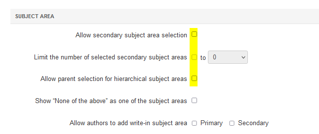 Subject Areas