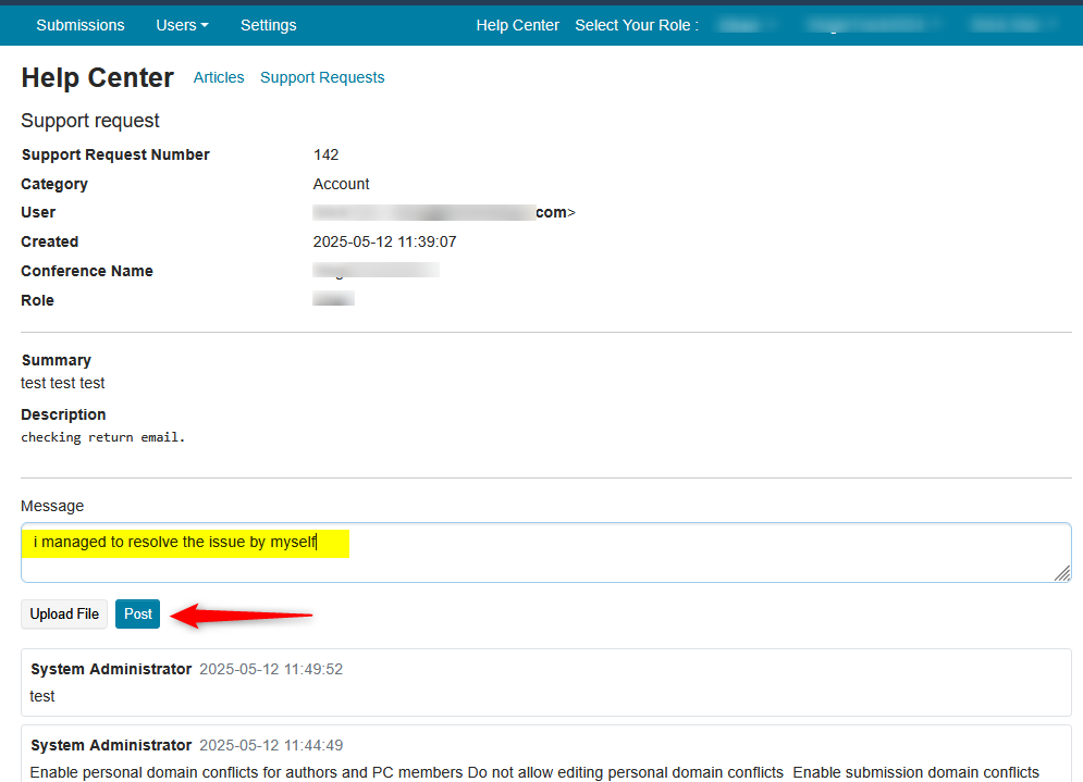 Create Support Ticket