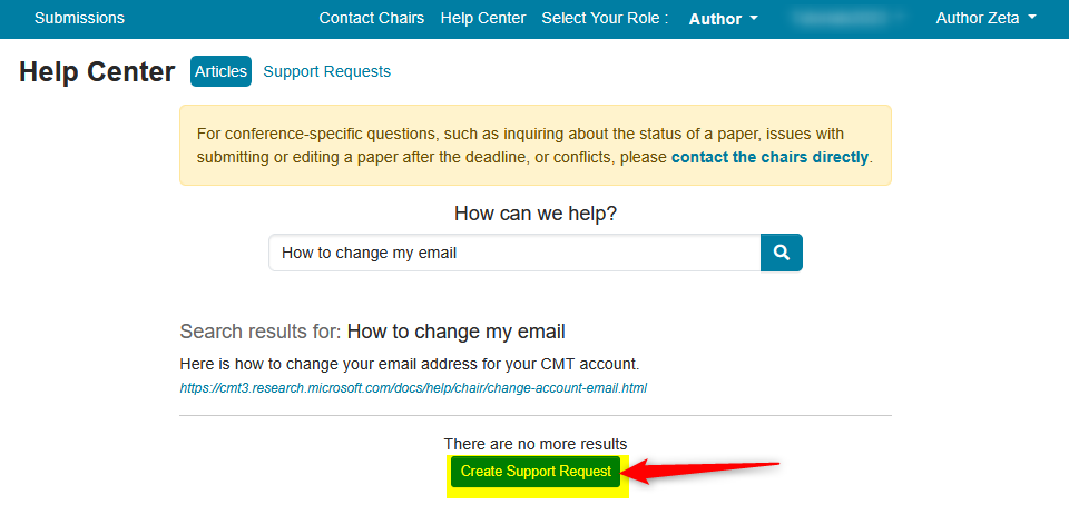Create Support Ticket