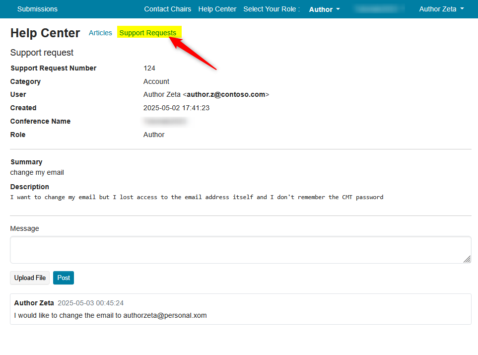 Create Support Ticket