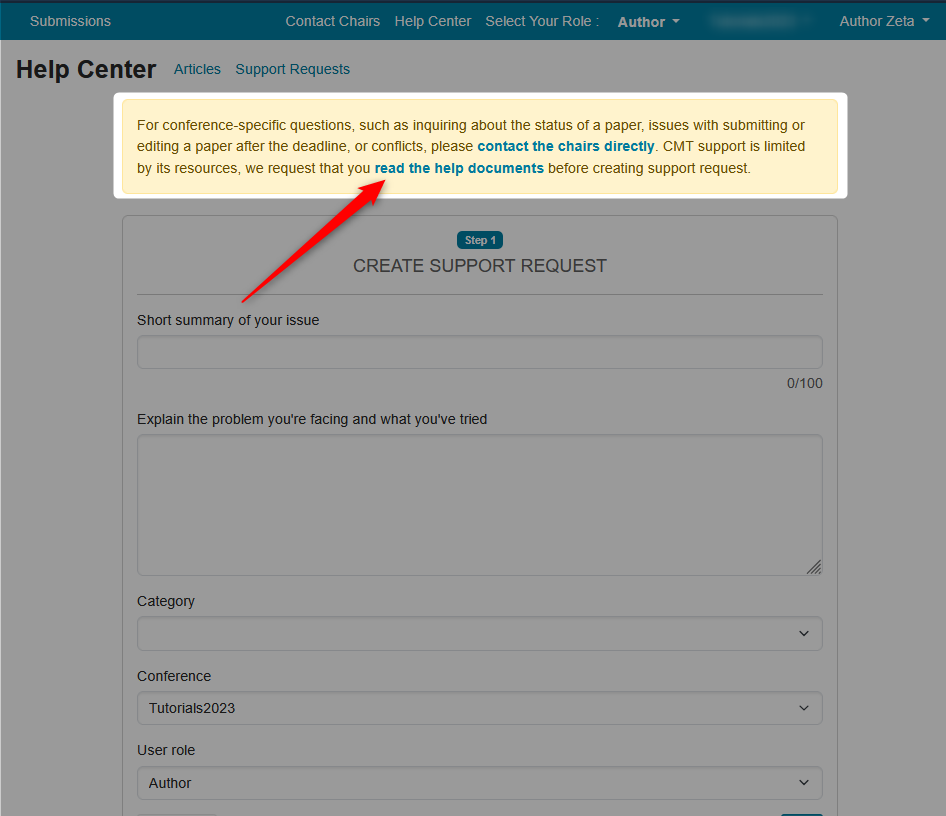 Create Support Ticket