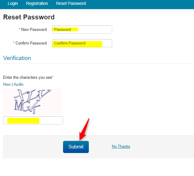 Request New Password