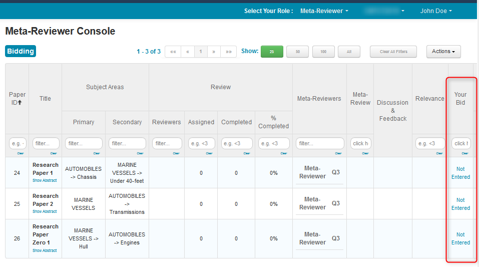 Meta-Reviewer Bidding