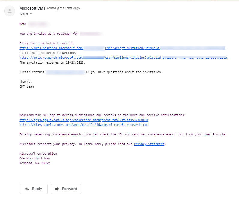 Reviewer Accept Invite